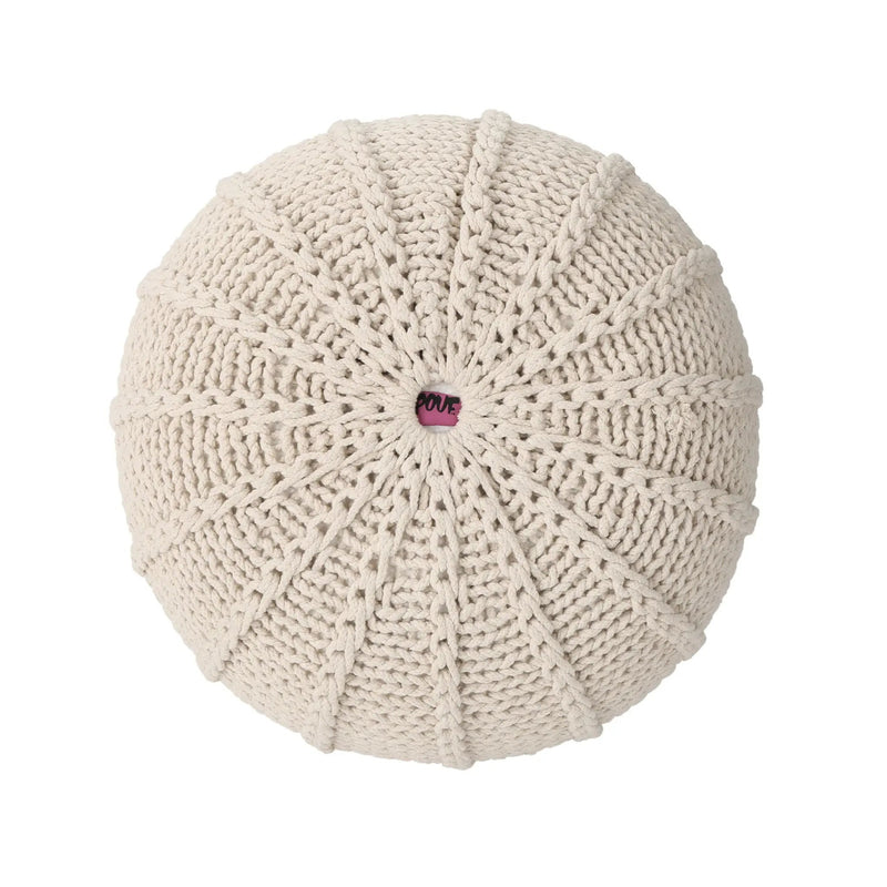Bordeaux - Knitted Round Pouf Ottoman And Floor Cushion by Unique Piece Furniture