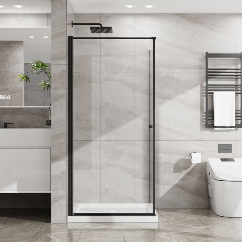 Goodyo - Frameless Corner Shower Door - Matte Black by HouseOfZazla