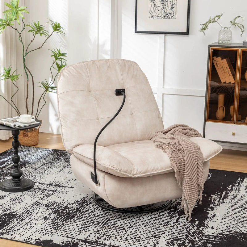Modern Swivel Gliding Recliner Chair With Rocking Function And Phone Holder, Large Comfortable by Unique Piece Furniture
