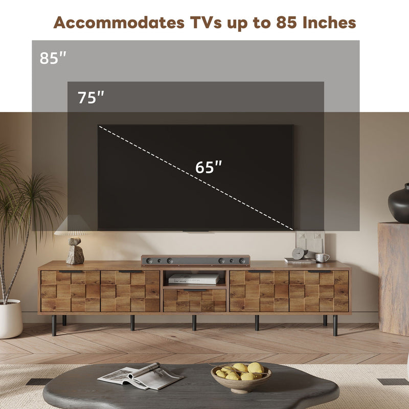 TV Stand, L Shaped Handle Entertainment Console With Storage - Natural by HouseOfZazla