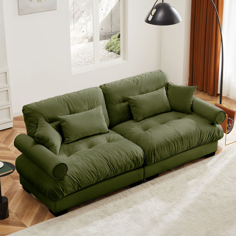 Modern Sofa With Bolstered Armrests And Pillows by Unique Piece Furniture