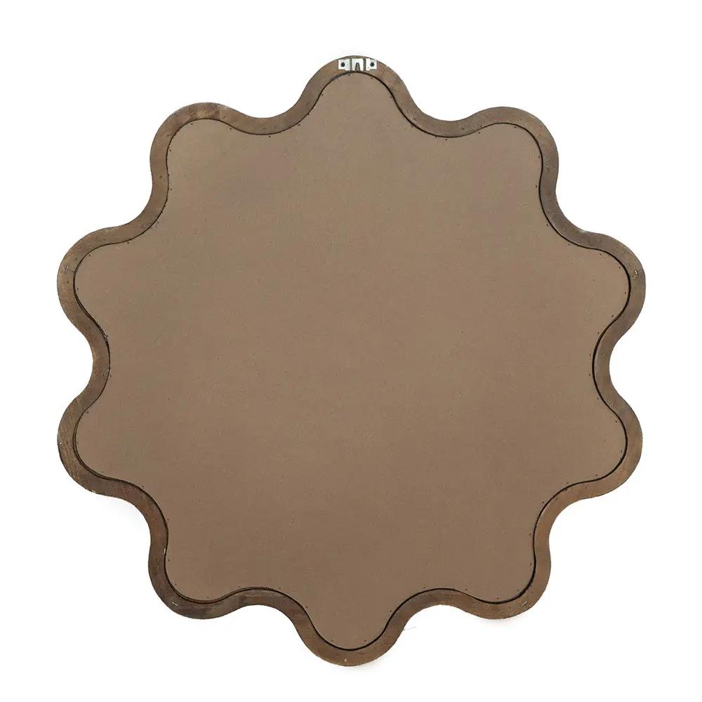 Wooden Accent Mirror With Unique Frame, Wall Mirror For Living Room Bedroom Entryway - Brown by HouseOfZazla