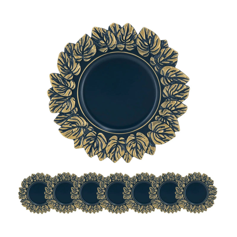 Plastic Charger Plate (Set of 8) - Blue / Gold by Unique Piece Furniture