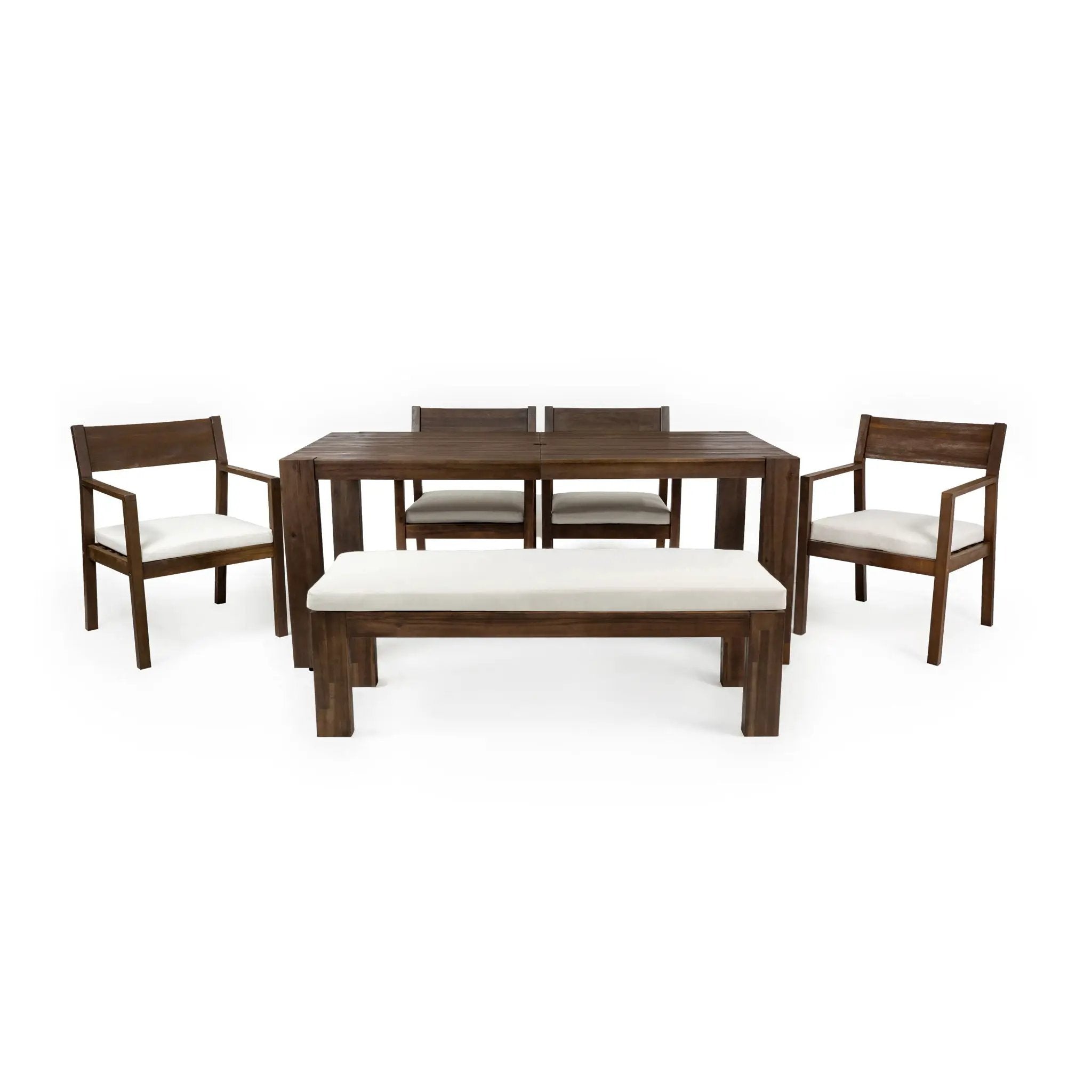 Outdoor Dining Set Rectangular Table With Umbrella Hole