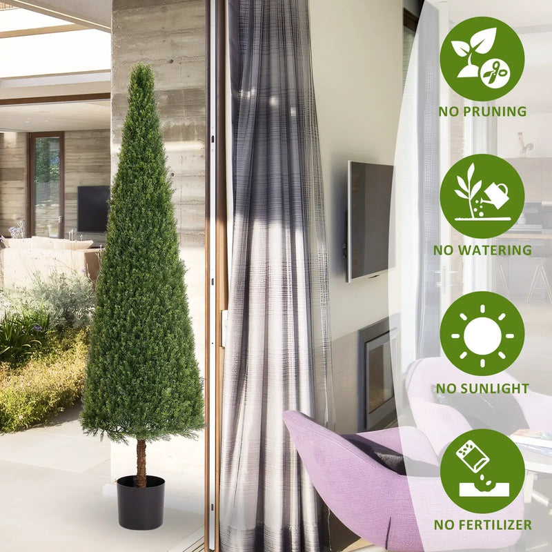 6FT Artificial Conical Topiary Tree UV Resistant Faux Cedar by HouseOfZazla