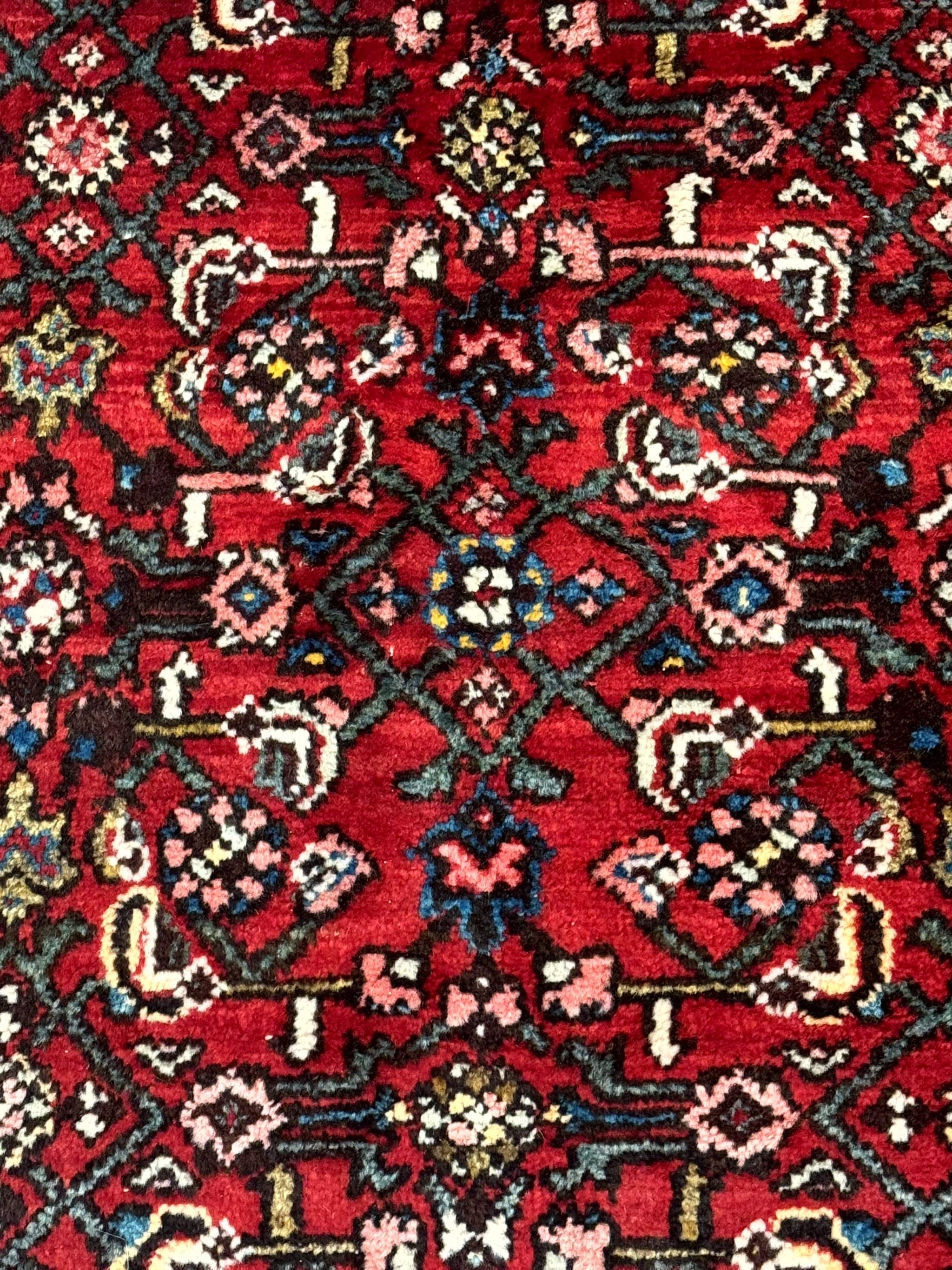 Red Persian Rug 4x7, Village Rug, Wool Vintage Carpet by Jewel Rugs