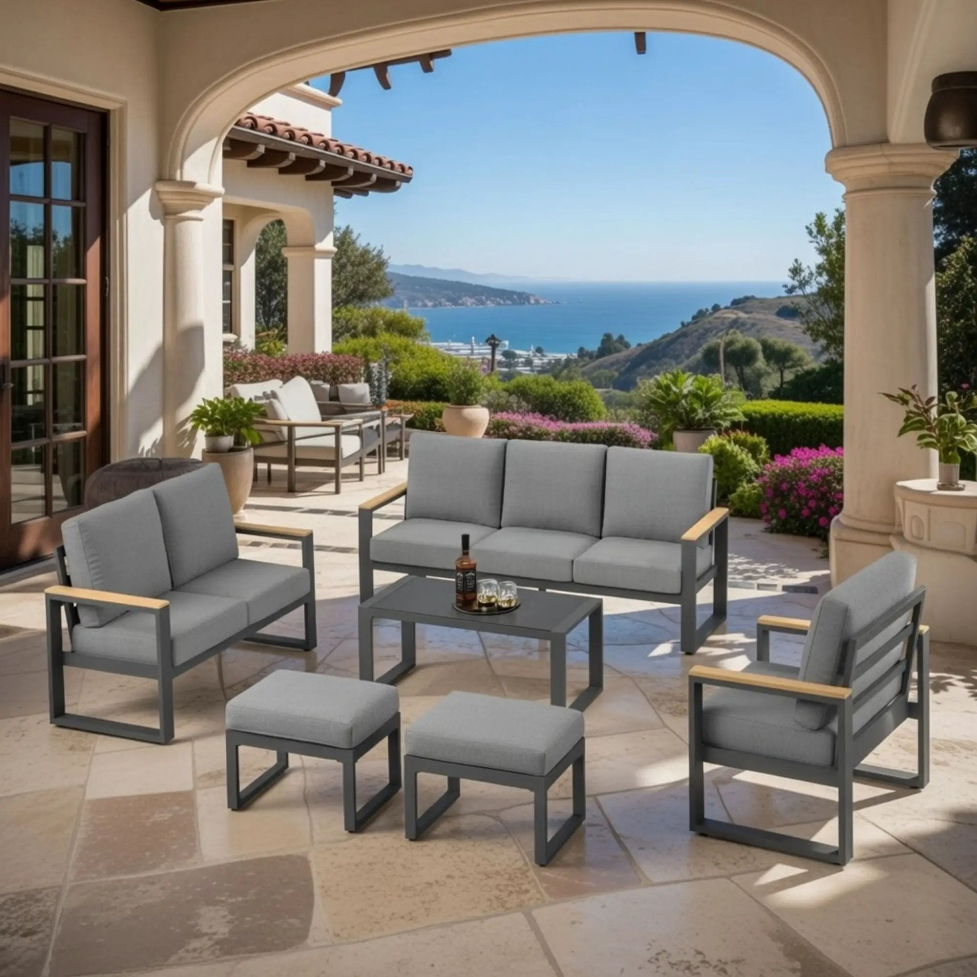 Modern Outdoor Sofa Set With Coffee Table by HouseOfZazla