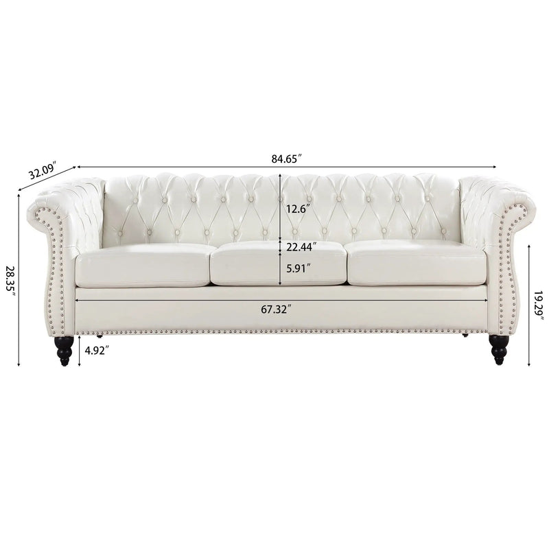 Rolled Arm Chesterfield 3 Seater Sofa by HouseOfZazla