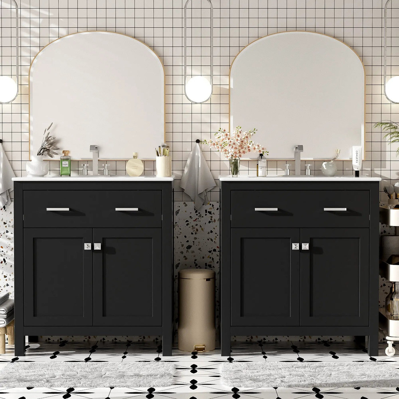 60" Modern Black Bathroom Vanity Set by HouseOfZazla