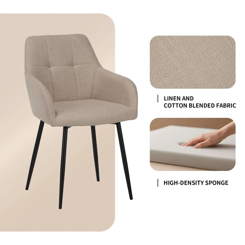 Dining Chair With Backrest And Wide Seat (Set of 2) - Beige by HouseOfZazla