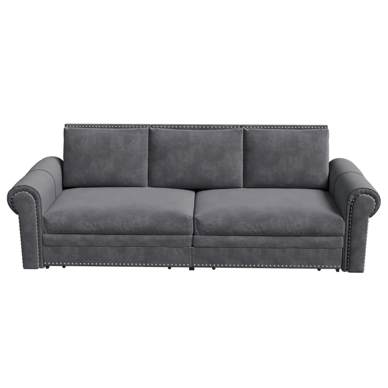 3 In 1 Convertible Sleeper Sofa With Nailhead Trim & Rolled Arm by HouseOfZazla