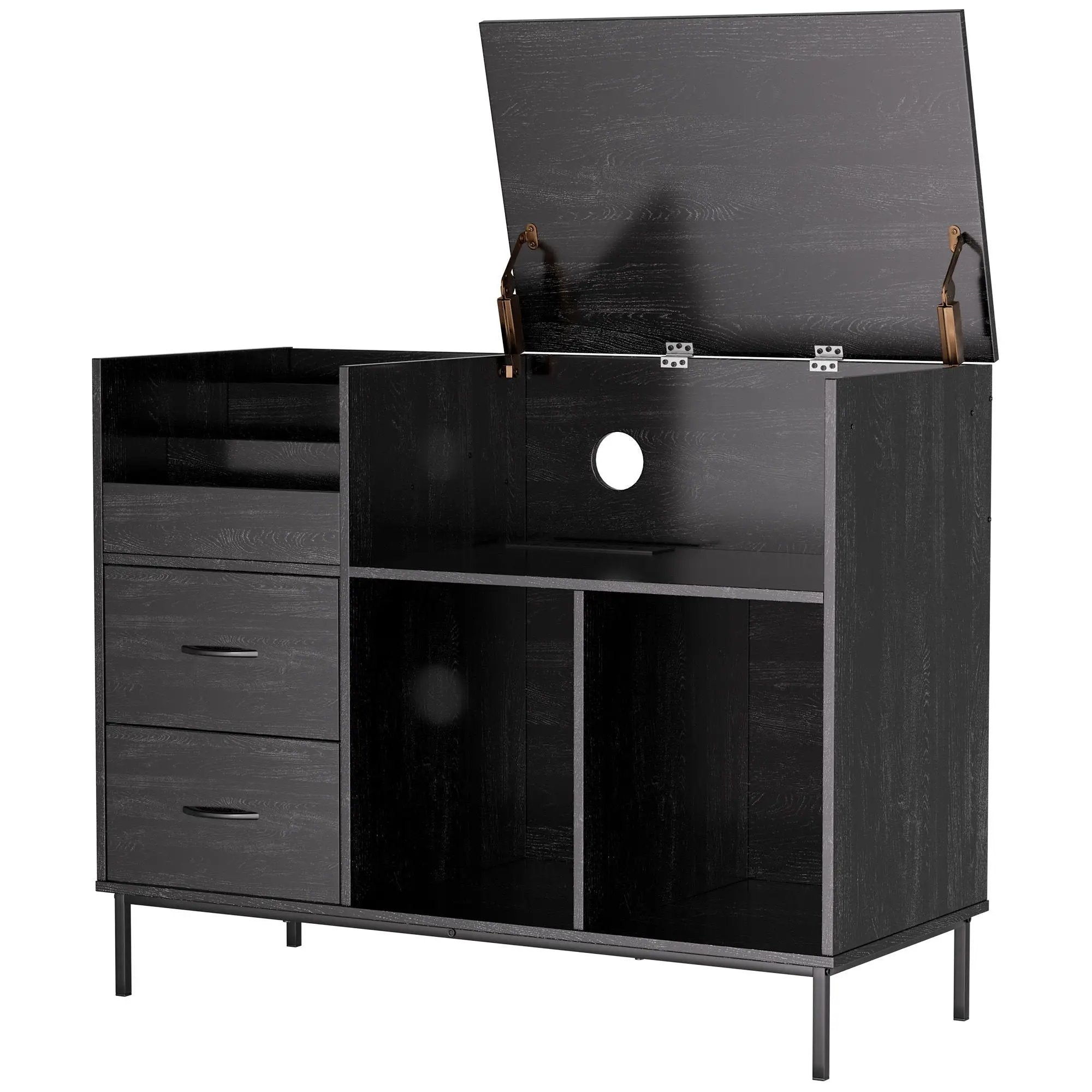 Grain Record Player Stand, Media Console With Speaker Shelf & 2 Drawers by Unique Piece Furniture