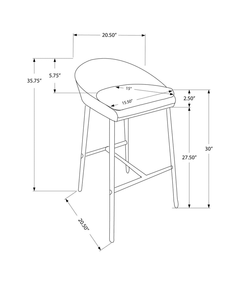 Bar Stool, Bar Height, Contemporary & Modern (Set of 2) - Gray by Unique Piece Furniture