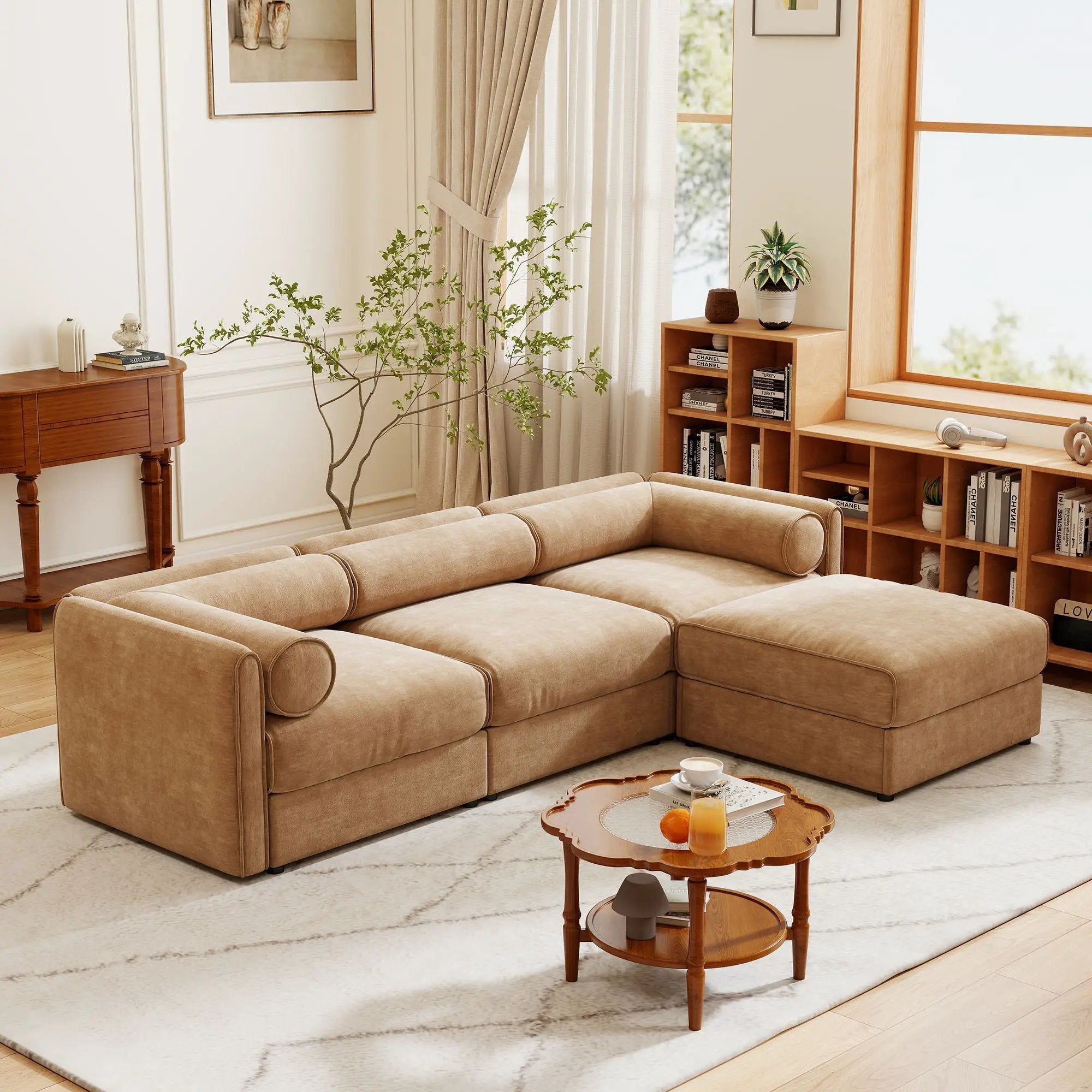 Contemporary Elegant Sofa With Storage And Ottoman by Unique Piece Furniture