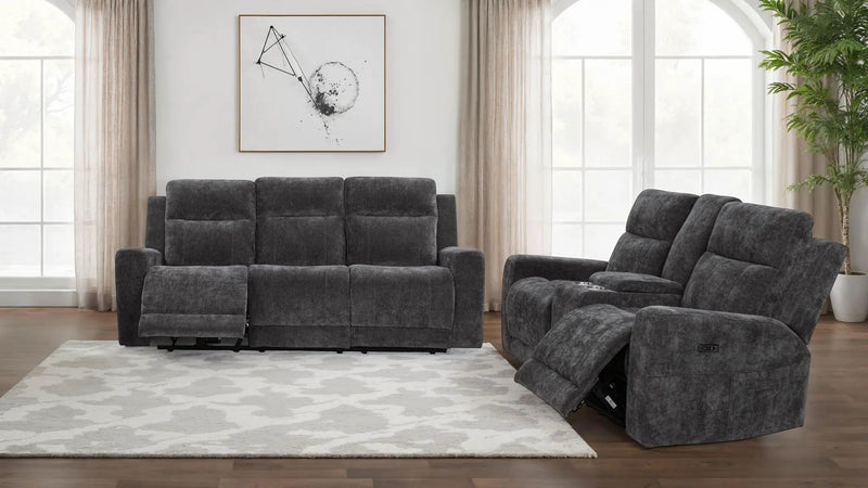 Kennett 2-piece Chenille Power Reclining Sofa Set Dark Grey by Unique Piece Furniture