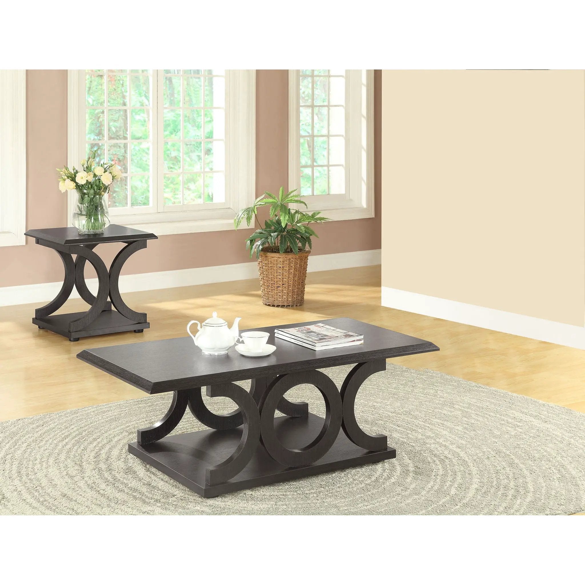 Monticello - 2 Piece Coffee And End Table Set - Cappuccino by HouseOfZazla
