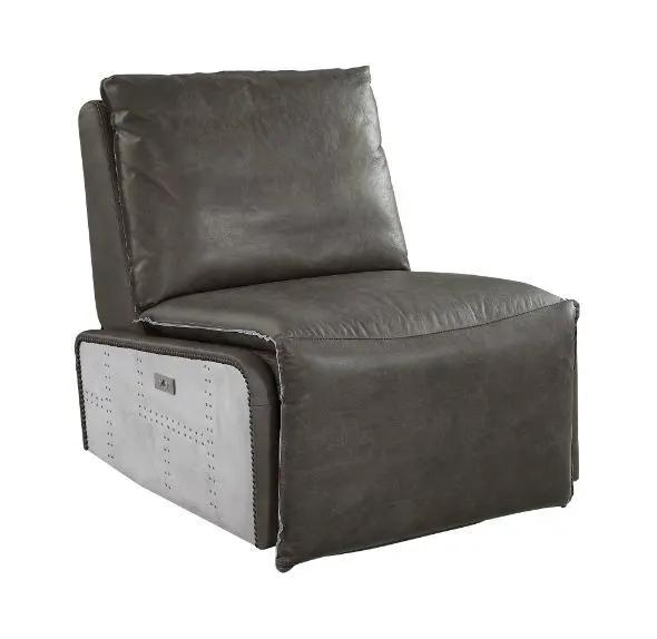 Metier - Power Motion Recliner - Gray Top Grain Leather & Aluminum by Unique Piece Furniture
