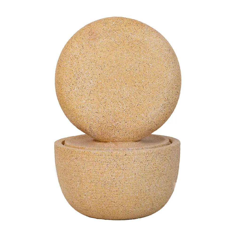 21.7x21.7x34.3 Inch Cement Round Water Fountain with Light and Pump by HouseOfZazla