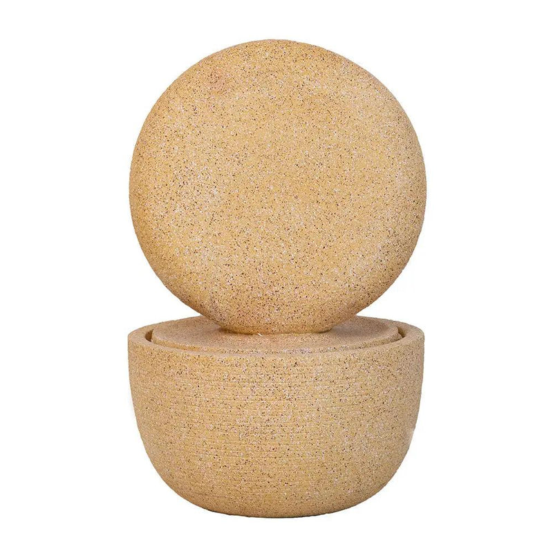21.7x21.7x34.3 Inch Cement Round Water Fountain with Light and Pump by HouseOfZazla