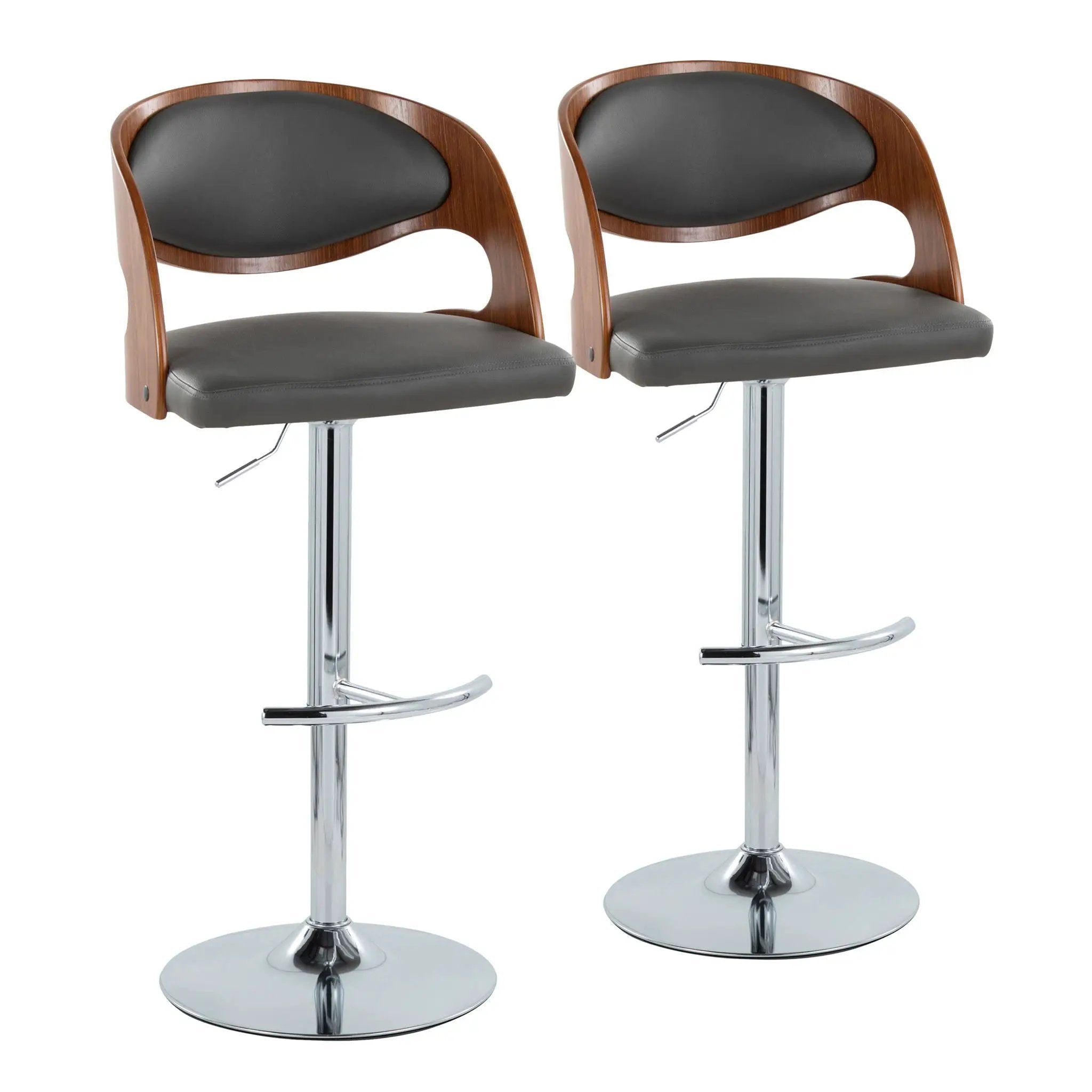 Pino - Mid Century Modern Adjustable Barstool & Swivel With Rounded T Footrest (Set of 2) by Unique Piece Furniture
