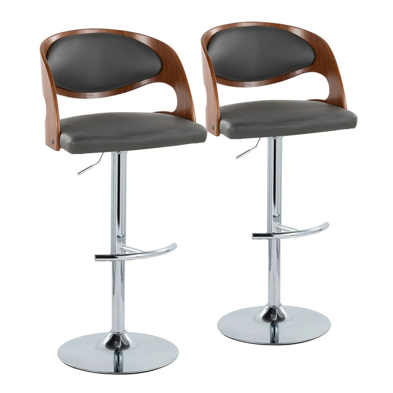 Pino - Mid Century Modern Adjustable Barstool & Swivel With Rounded T Footrest (Set of 2) by Unique Piece Furniture