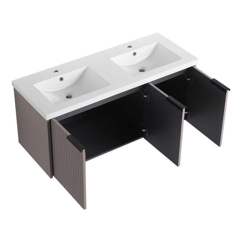 Contemporary Wall Mounted Bathroom Vanity With Resin Double Sink by HouseOfZazla