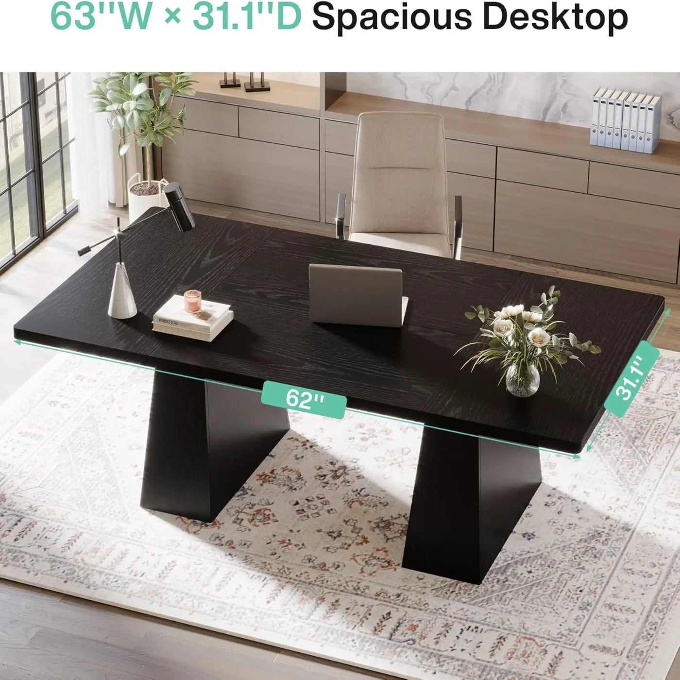 Executive Desk, Workstation With Double Pedestal For Home Office by HouseOfZazla