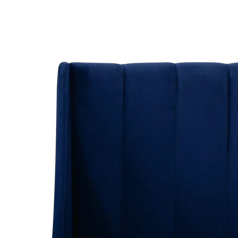 Aspen Vertical Tufted Headboard Platform Bed Set, Queen, Navy Blue Velvet by HouseOfZazla