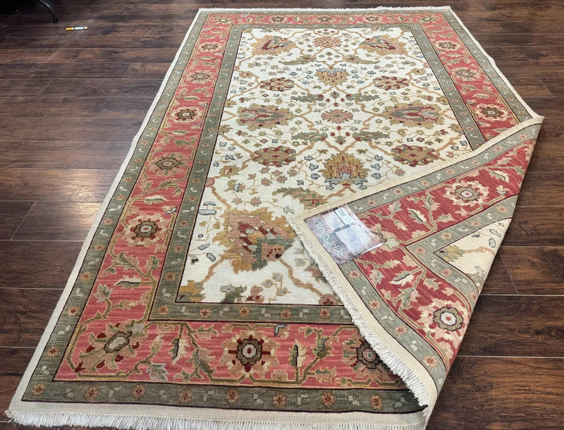 Flatweave Soumak Rug 6x9, Nourison Rug, Wool Handmade, Floral, Ivory by Jewel Rugs