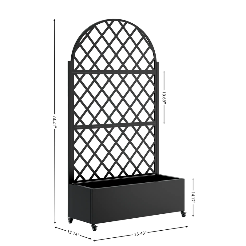 Round Metal Planter Box with Trellis by HouseOfZazla