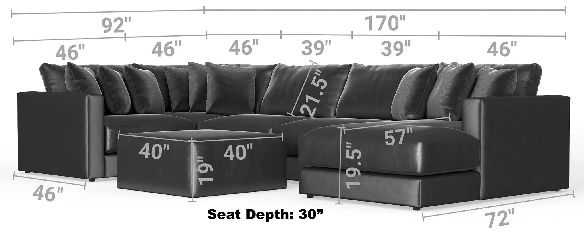 Remington - Modular Sofa And Cocktail Ottoman by Unique Piece Furniture