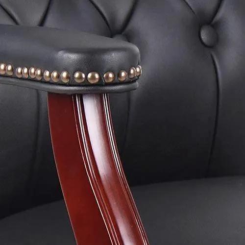 Leather Reception Guest Chairs With Padded Seat And Arms Ergonomic Mid-Back Office Executive Side Chair For Meeting Waiting Room Conference Office Guest Chairs - Black by HouseOfZazla