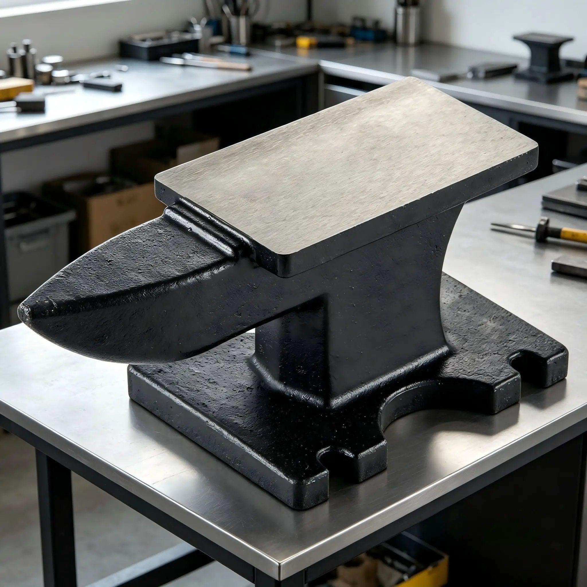 22 Lbs Single Horn Anvilб Counterop And Stable Base, Round Horn - Black by HouseOfZazla