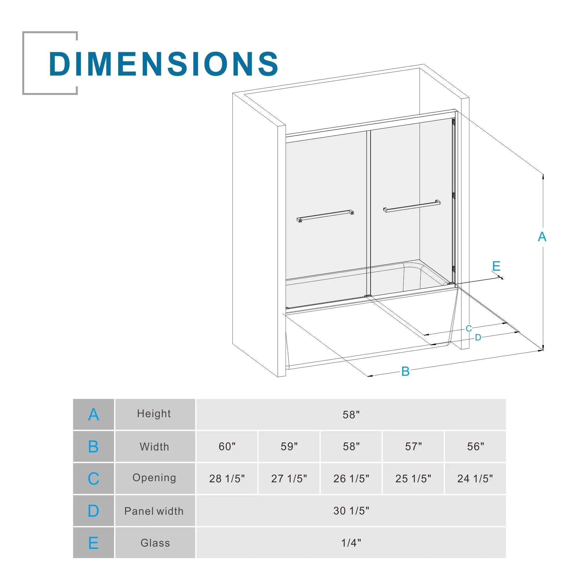 Goodyo - Double Sliding Bathtub Shower Door With Sgcc Clear Tempered Glass by HouseOfZazla