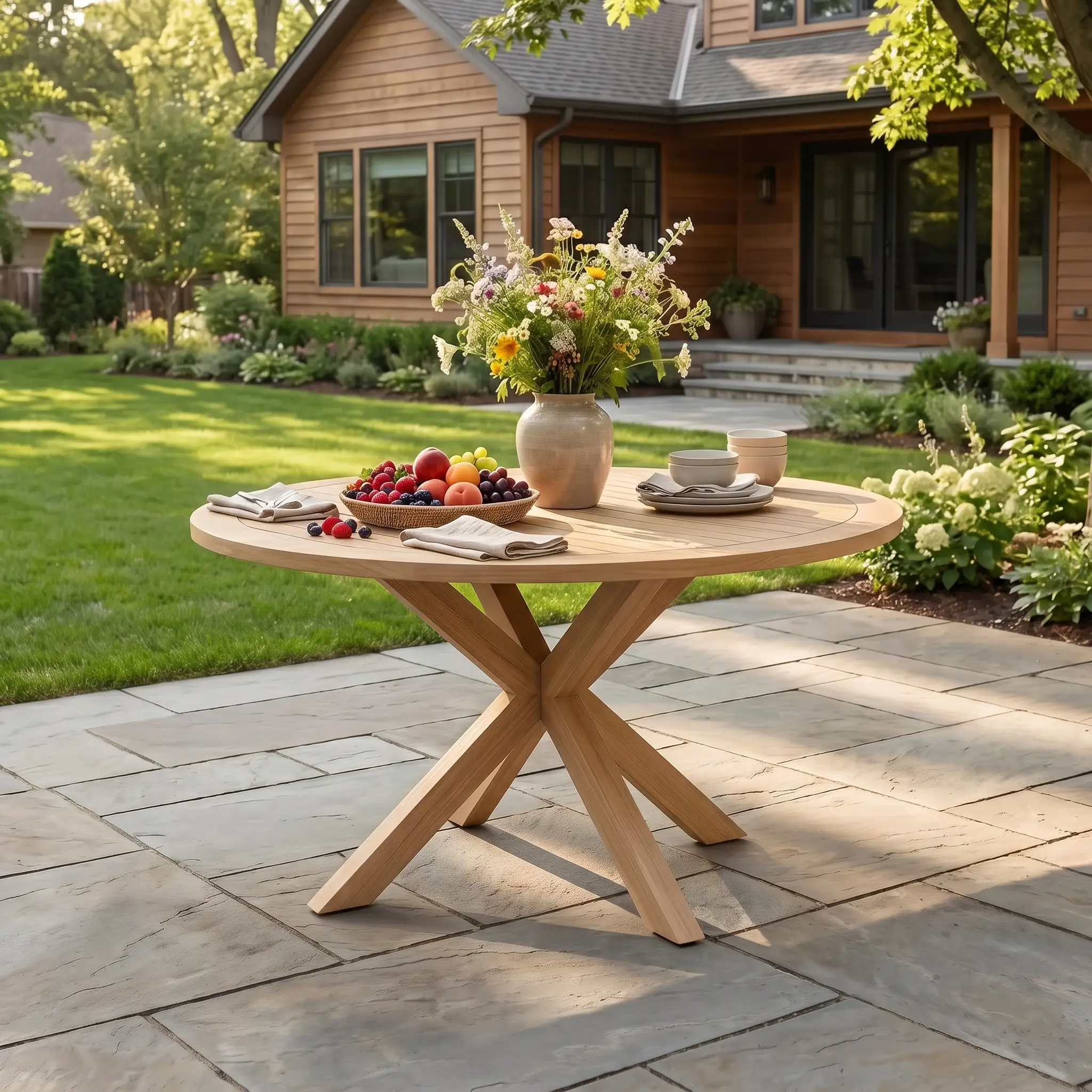 44.5 Inch Round Outdoor Dining Table by HouseOfZazla