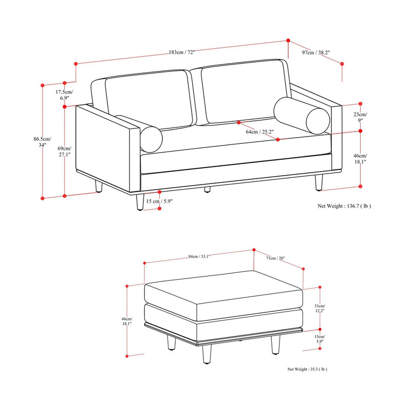 Morrison - Sofa And Ottoman Set by HouseOfZazla