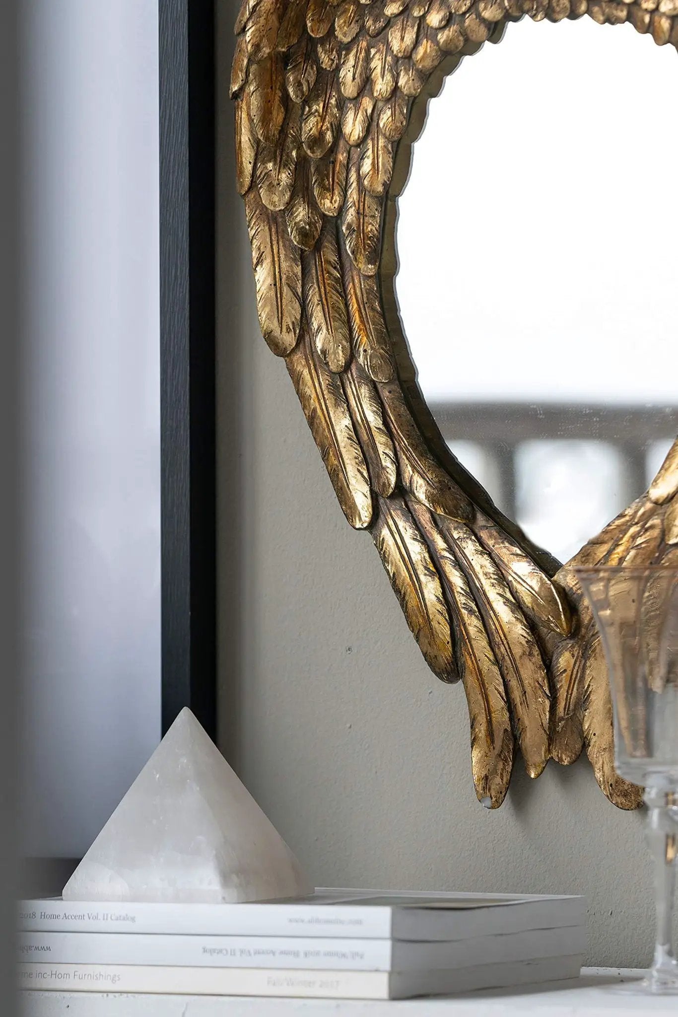 Wing Accent Mirror, Wall Mirror For Living Room - Gold by Unique Piece Furniture
