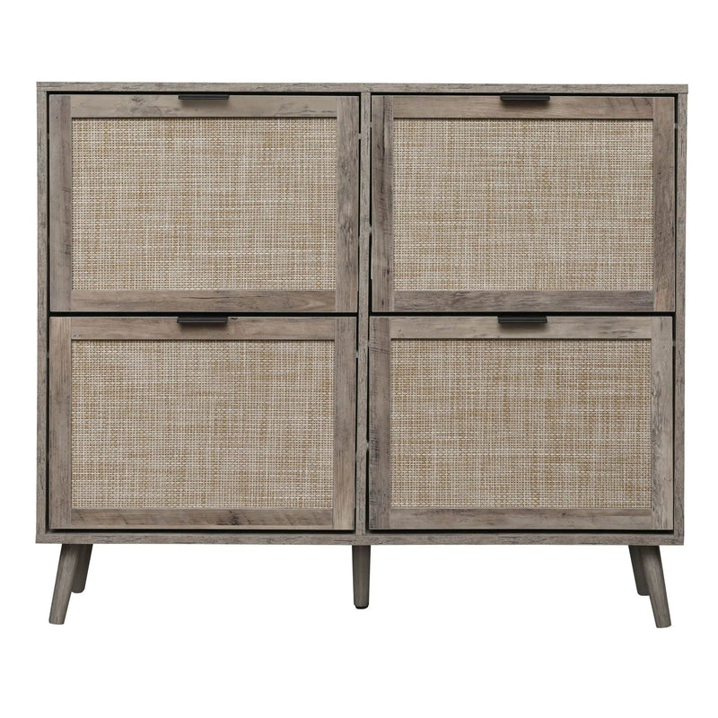4 Door Shoe Rack, Freestanding Modern Shoe Storage Cabinet by HouseOfZazla