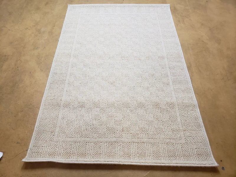 3x5 Karastan Rug Chaumiere Collection, Kara-Loc, Design #291/9866, Creme Color, Textured Squares II Patern, 3'6" x 5' 3" Carpet by Jewel Rugs