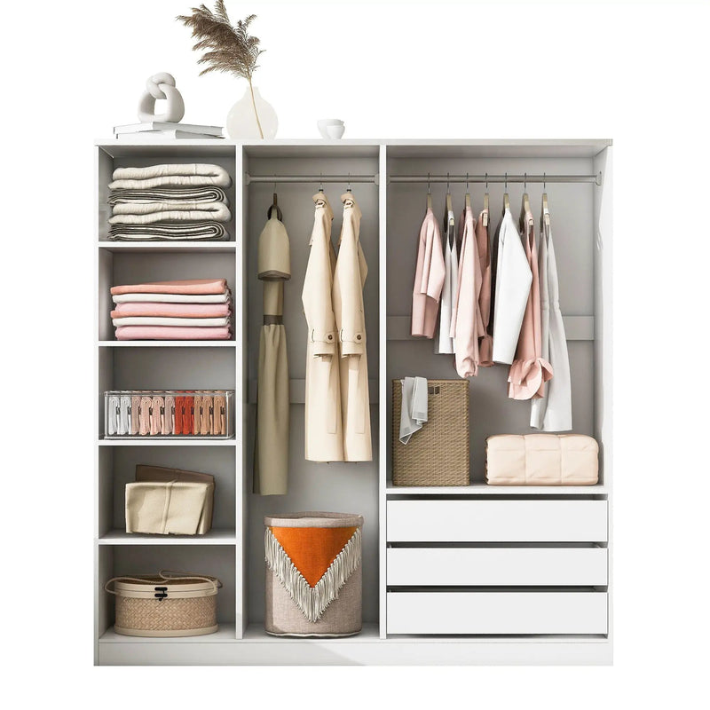 Doorless Storage Wardrobe For Dedroom With Shelves And 3 Drawers by HouseOfZazla