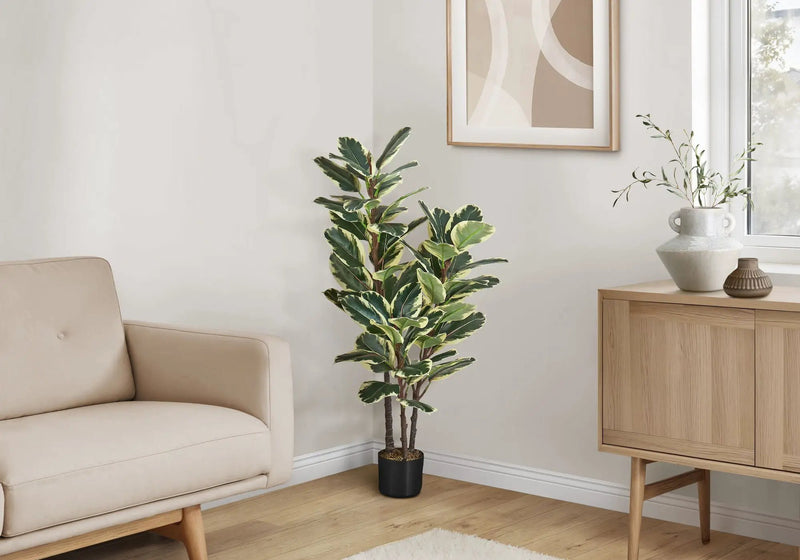 47" Tall, Artificial Plant, Oak Tree, Indoor, Faux, Fake, Floor, Greenery, Potted, Real Touch, Decorative - Green / Black by Unique Piece Furniture