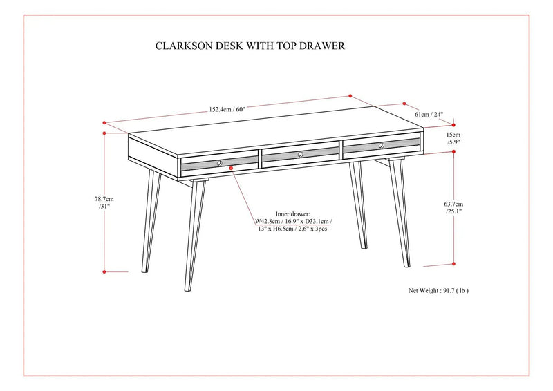 Clarkson - Desk - Rustic Natural Aged Brown by HouseOfZazla