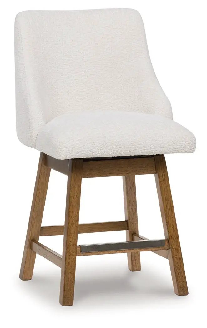 Cabalynn - Upholstered Swivel Barstool (Set of 2) - Oatmeal / Light Brown by Unique Piece Furniture