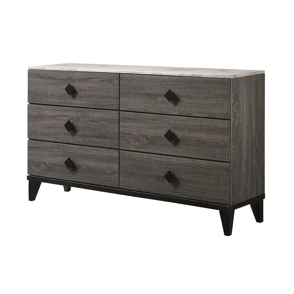 Avantika - Dresser - Faux Marble Top & Rustic Gray Oak by Unique Piece Furniture