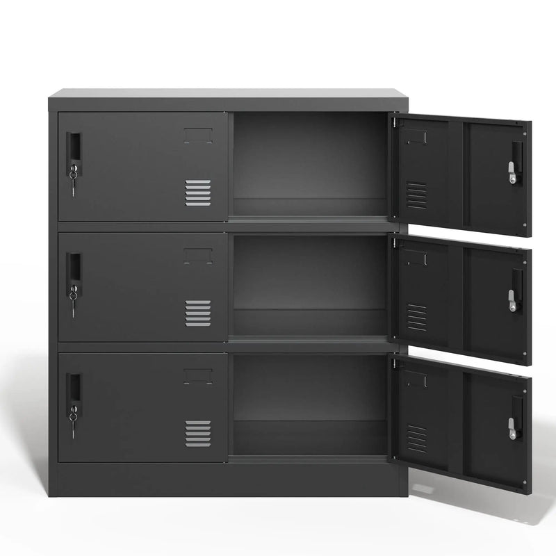 6 Door Employee Storage Locker, Lockers For Office, Gym, School, And Home With Card Slot - Black by HouseOfZazla
