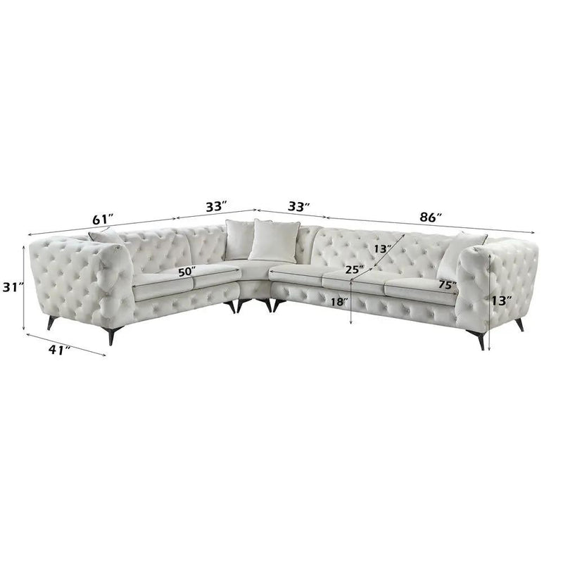 Atronia - Sectional Sofa With 4 Pillows - Beige Fabric by Unique Piece Furniture