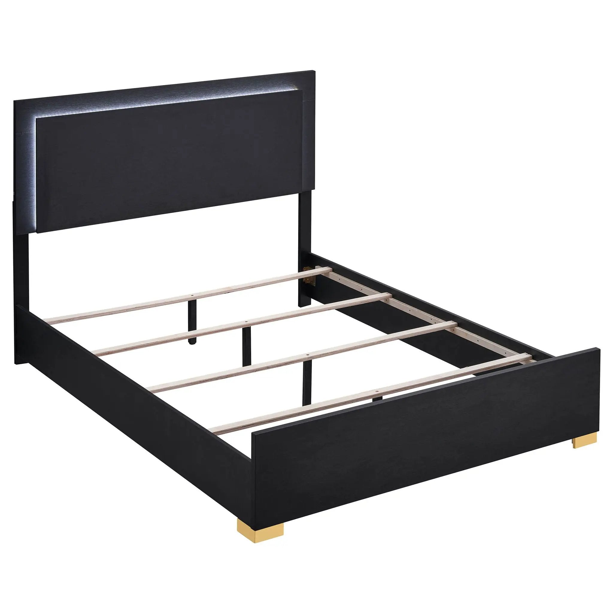Medici - Eastern King LED Headboard Bed - Black by HouseOfZazla
