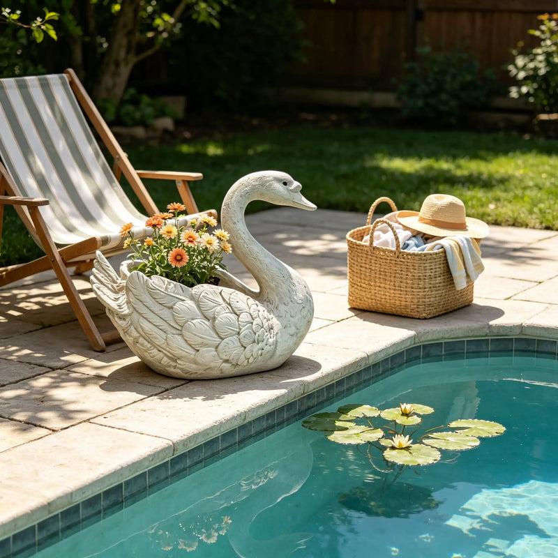 12.6'' Tall Swan Sculpture Planter by HouseOfZazla