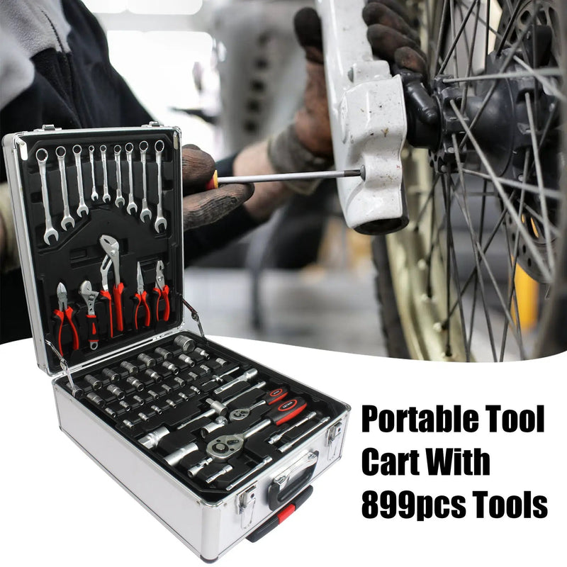 899 Piece Home Repair Tool Set With Rolling Plastic Toolbox, 4 Drawers, General Household Maintenance Kit by HouseOfZazla