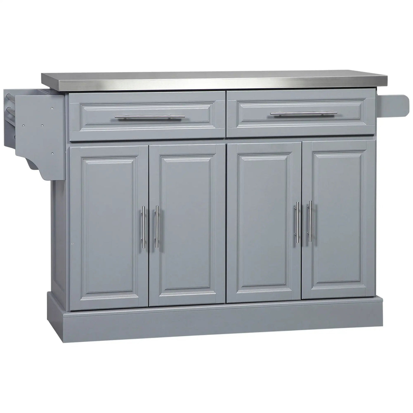 Homcom - Rolling Kitchen Island With Storage, Portable Kitchen Cart With Stainless Steel Top, 2 Drawers, Spice, Knife And Towel Rack And Cabinets by Unique Piece Furniture